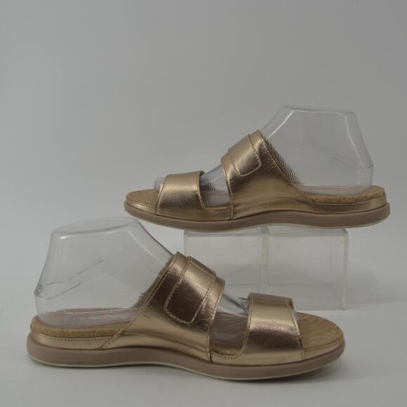 Cloudsteppers Clarks Size 9 June Tide Gold Metallic Slides - Picture 8 of 14